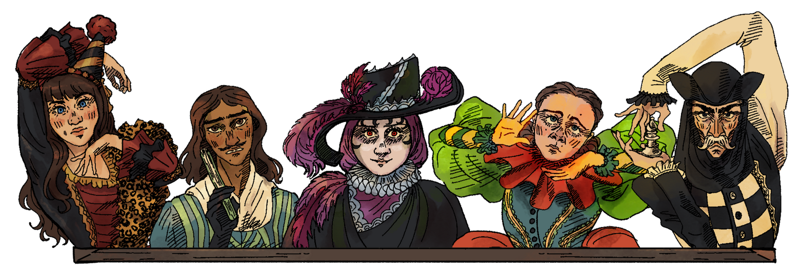 Character Designs for Mascareri (Game Jam)